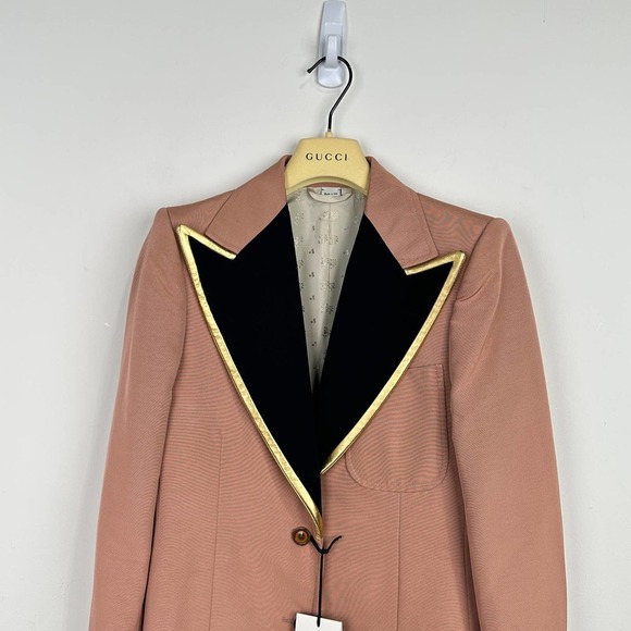 NWT Gucci Cotton Viscose Faille Jacket With Label In Pink Size 40 - Picture 6 of 15